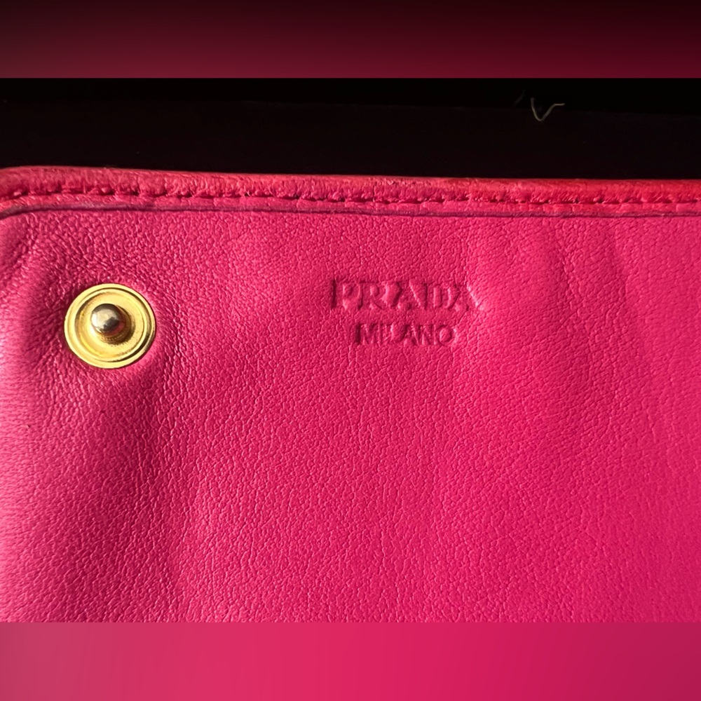 Prada Saffiano Pink Nappa Gaufre Long Wallet with Chain WOC - Picture 7 of 14